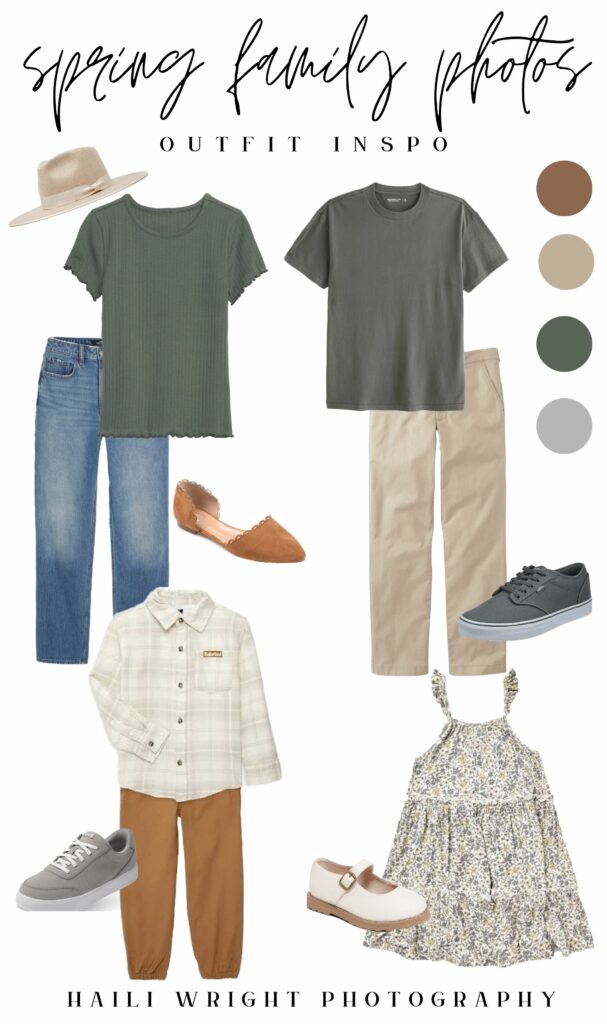 what to wear inspiration collage for spring family photos